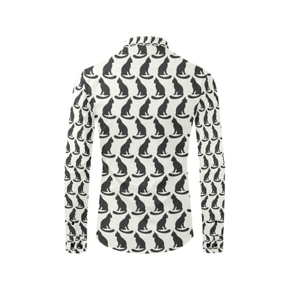 Black Cat Pattern Print Design 02 Men's Long Sleeve Shirt