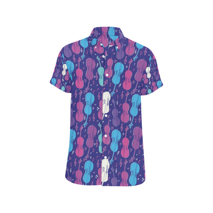 Cello Pattern Print Design 01 Men's Short Sleeve Button Up Shirt