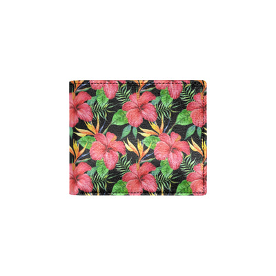 Red Hibiscus Pattern Print Design HB07 Men's ID Card Wallet