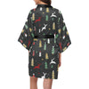 Christmas Tree Deer Style Pattern Print Design 03 Women's Short Kimono