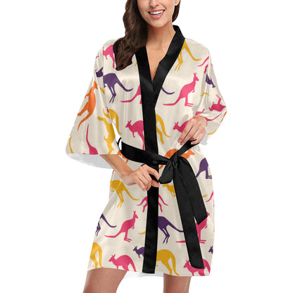 Kangaroos Pattern Print Design 01 Women's Short Kimono
