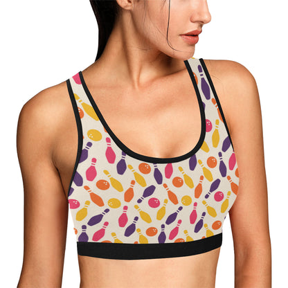 Bowling Pattern Print Design 06 Sports Bra