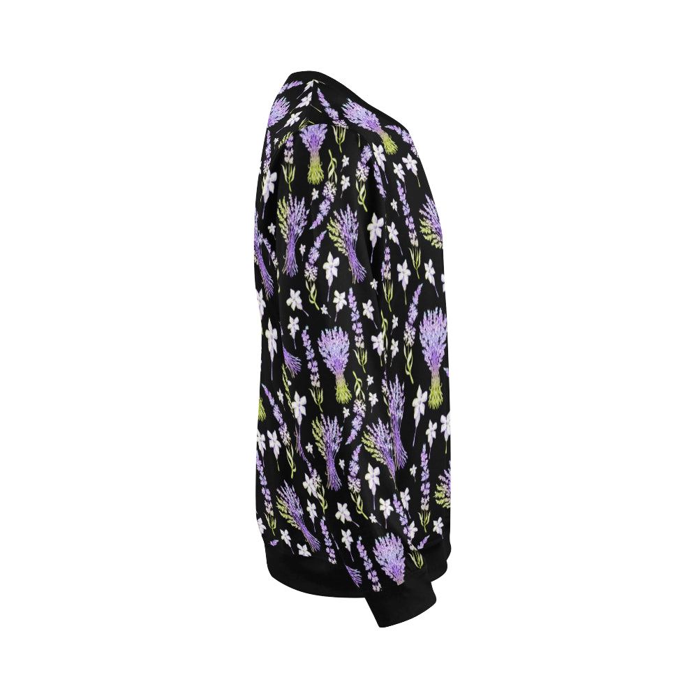 Lavender Pattern Print Design LV04 Men Long Sleeve Sweatshirt
