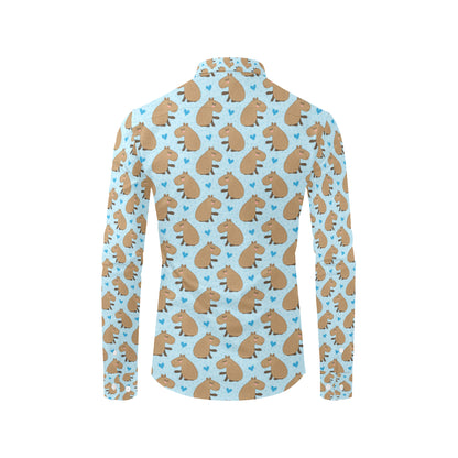 Capybara Pattern Print Design 01 Men's Long Sleeve Shirt