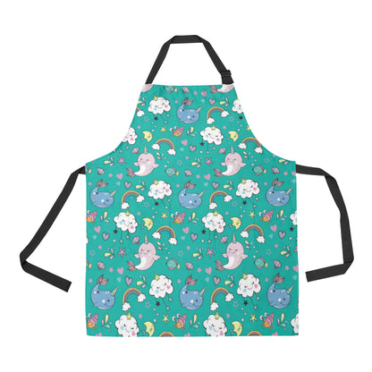 Narwhal Pattern Print Design 04 Apron with Pocket
