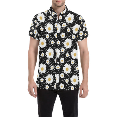 Daisy Pattern Print Design DS02 Men's Short Sleeve Button Up Shirt