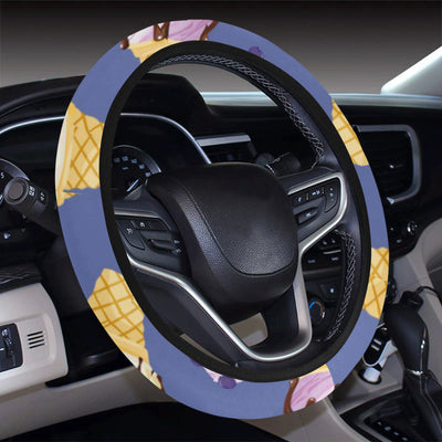 Ice Cream Pattern Print Design IC03 Steering Wheel Cover with Elastic Edge