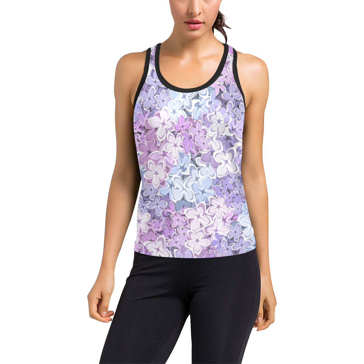 Lilac Pattern Print Design LI01 Women's Racerback Tank Top