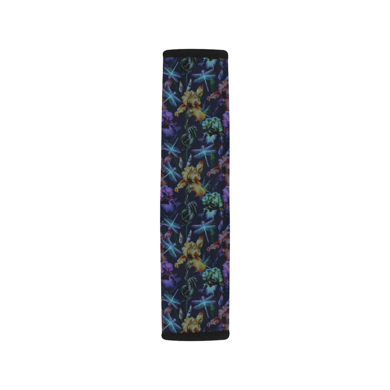 Dragonfly With Floral Print Pattern Car Seat Belt Cover