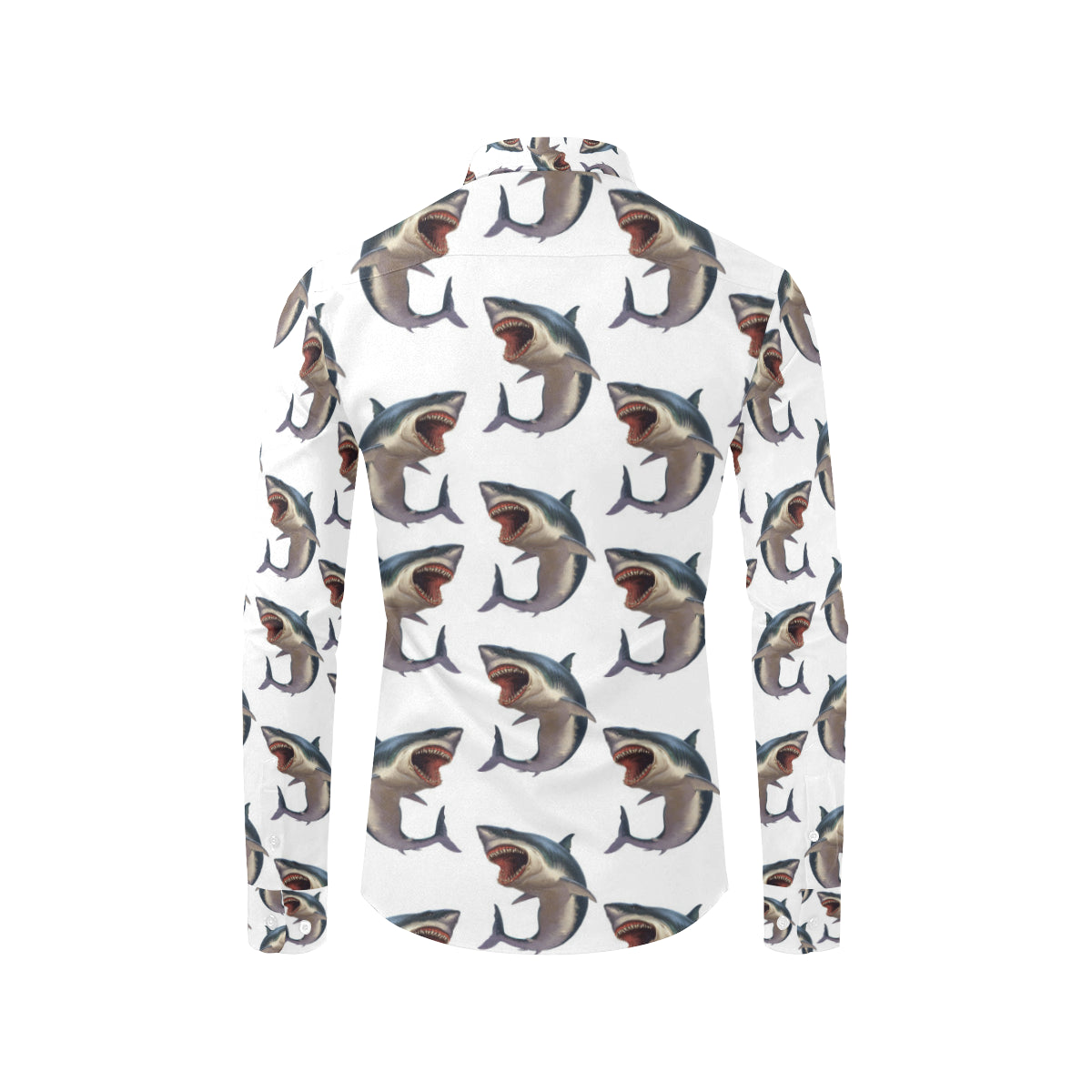 Great White Shark Pattern Print Design 03 Men's Long Sleeve Shirt