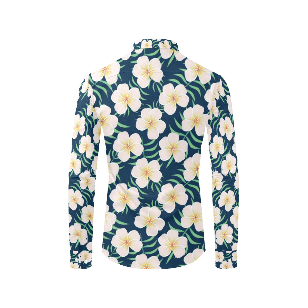 Pink Plumeria Pattern Print Design PM016 Men's Long Sleeve Shirt