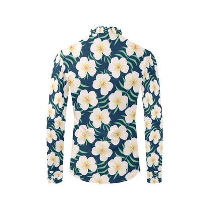 Pink Plumeria Pattern Print Design PM016 Men's Long Sleeve Shirt