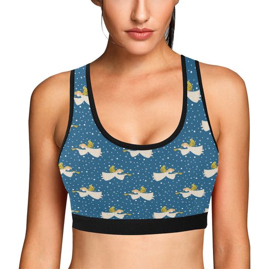 Angel Pattern Print Design 08 Sports Bra