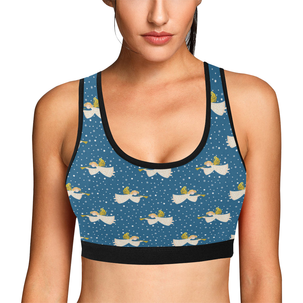 Angel Pattern Print Design 08 Sports Bra