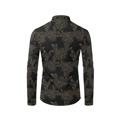 Dahlia Pattern Print Design DH04 Men's Long Sleeve Shirt