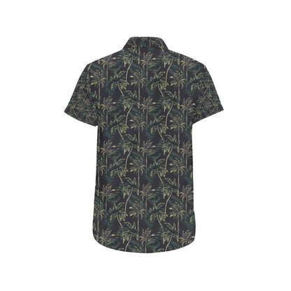 Palm Tree Background Design Print Men's Short Sleeve Button Up Shirt