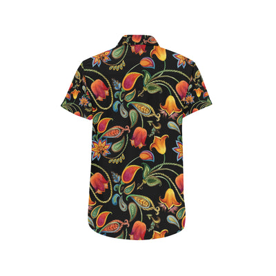 Tulip Boho Pattern Print Design TP09 Men's Short Sleeve Button Up Shirt