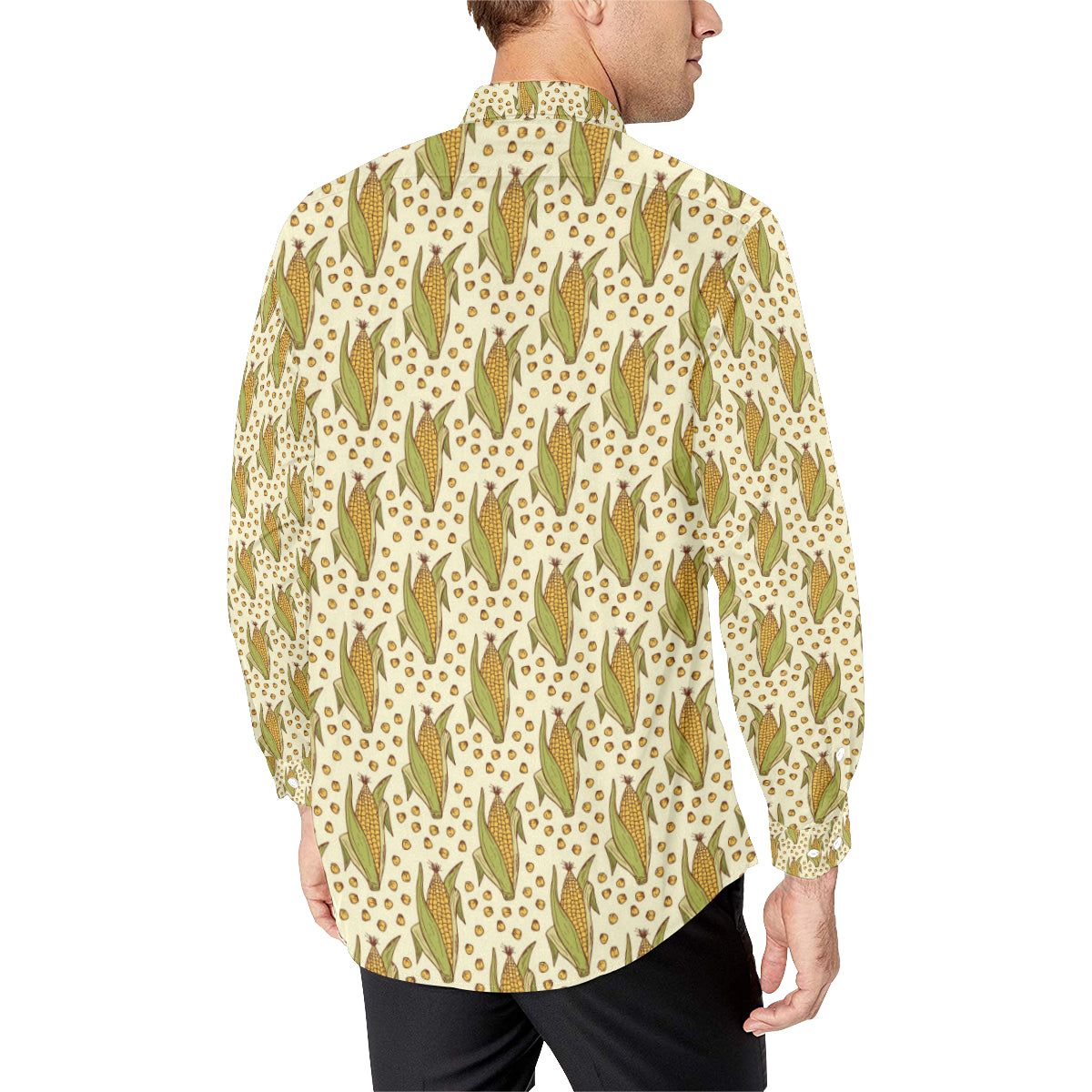 Corn Pattern Print Design 01 Men's Long Sleeve Shirt