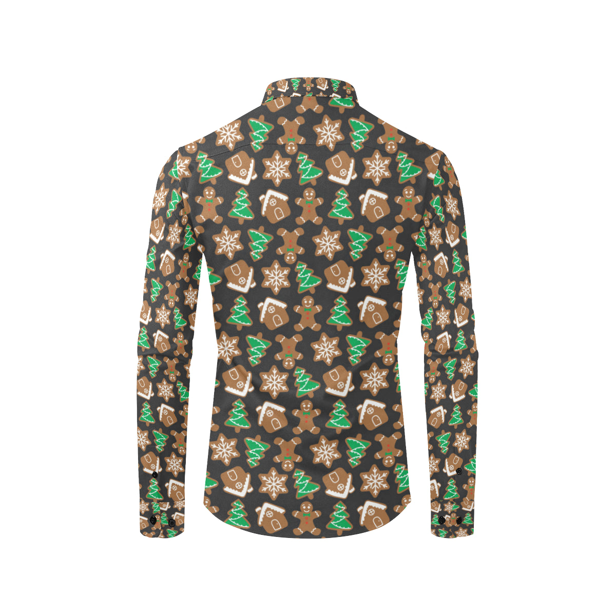 Gingerbread Pattern Print Design 02 Men's Long Sleeve Shirt