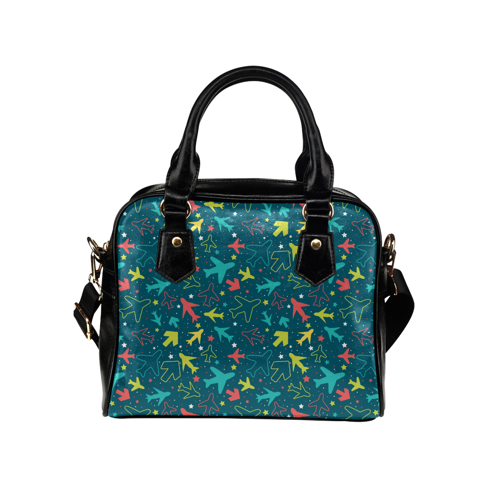 Airplane Pattern Print Design 05 Shoulder Handbag