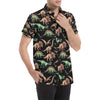 Dinosaur Print Pattern Men's Short Sleeve Button Up Shirt