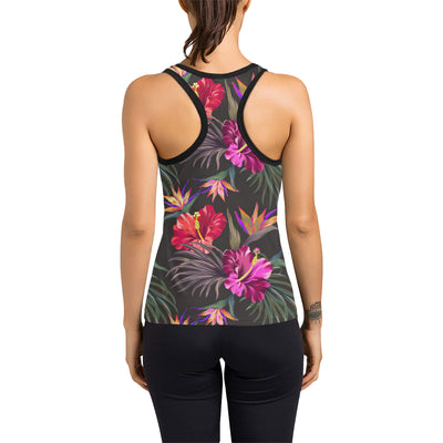 Hibiscus Pattern Print Design HB014 Women's Racerback Tank Top