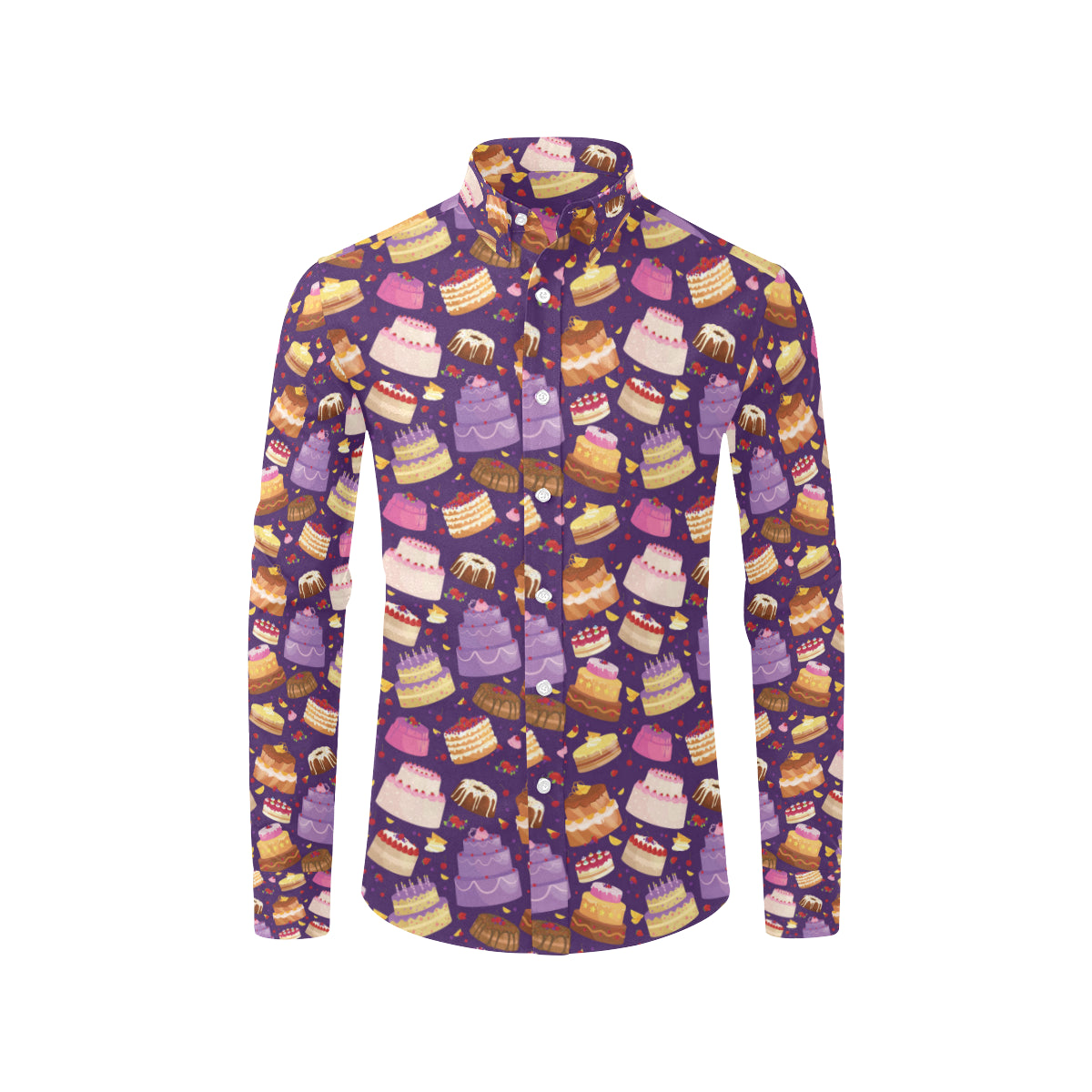 Cake Pattern Print Design 05 Men's Long Sleeve Shirt