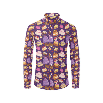 Cake Pattern Print Design 05 Men's Long Sleeve Shirt