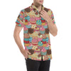 Cupcake Pattern Print Design CP01 Men's Short Sleeve Button Up Shirt