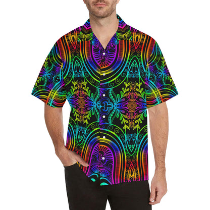 Neon Trible Rainbow Pattern Print Design A01 Men's Hawaiian Shirt