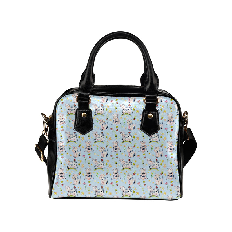 Cow Happy Pattern Print Design 05 Shoulder Handbag