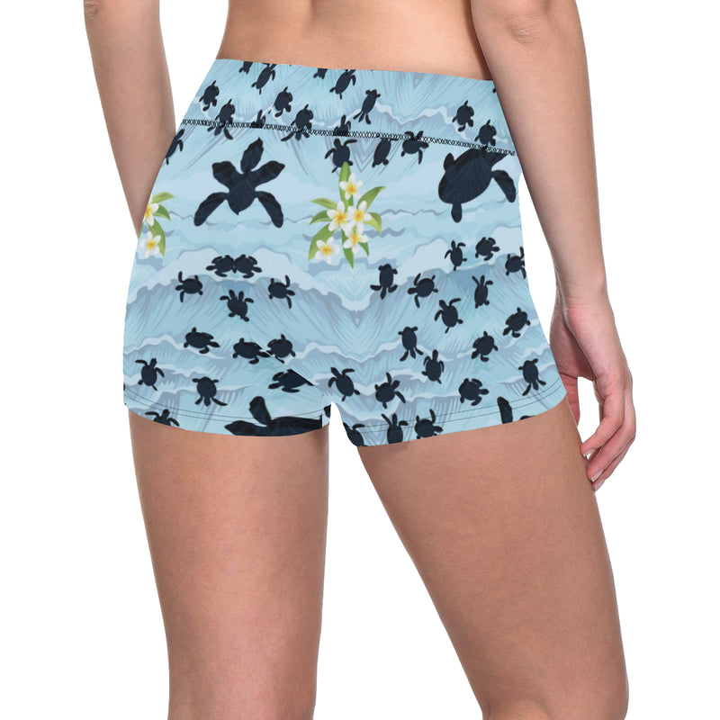 Sea Turtle Pattern Print Design T011 Yoga Shorts