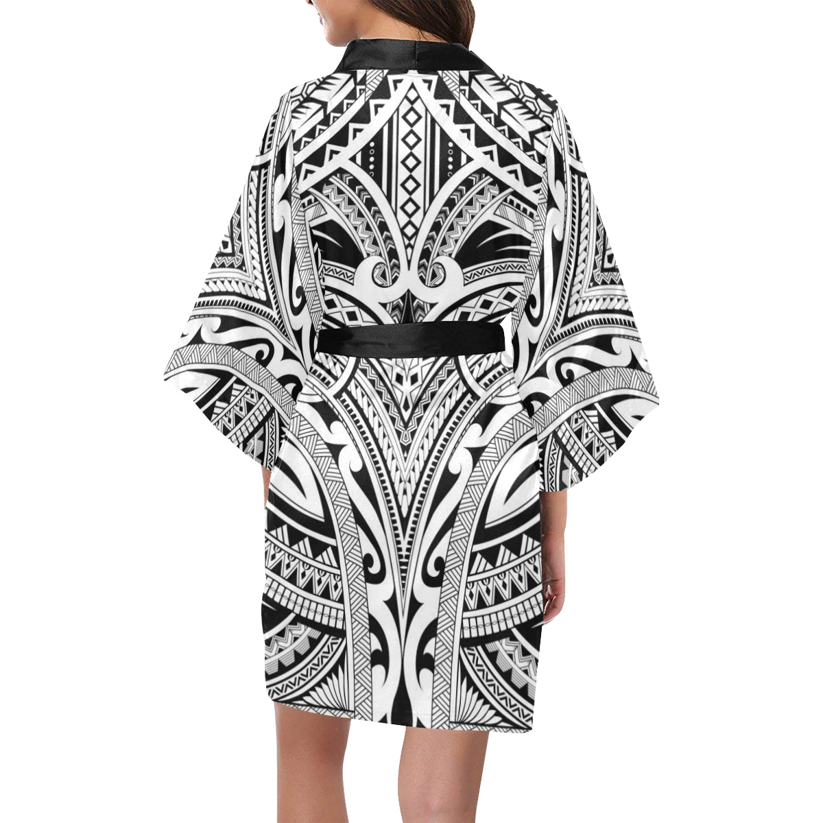 Maori Pattern Print Design 06 Women's Short Kimono