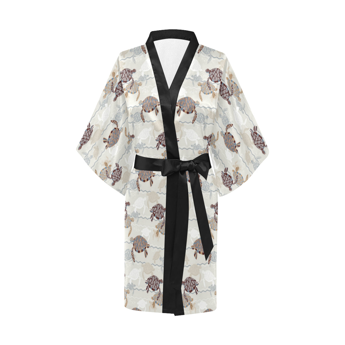 Sea Turtle Pattern Print Design T07 Women Kimono Robe