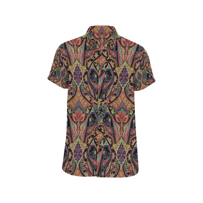 Bohemian Pattern Print Design 06 Men's Short Sleeve Button Up Shirt