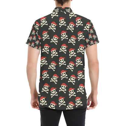 Pirate Pattern Print Design A04 Men's Short Sleeve Button Up Shirt