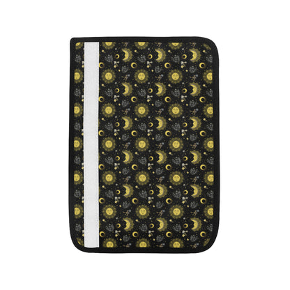 Sun Moon Golden Design Themed Print Car Seat Belt Cover