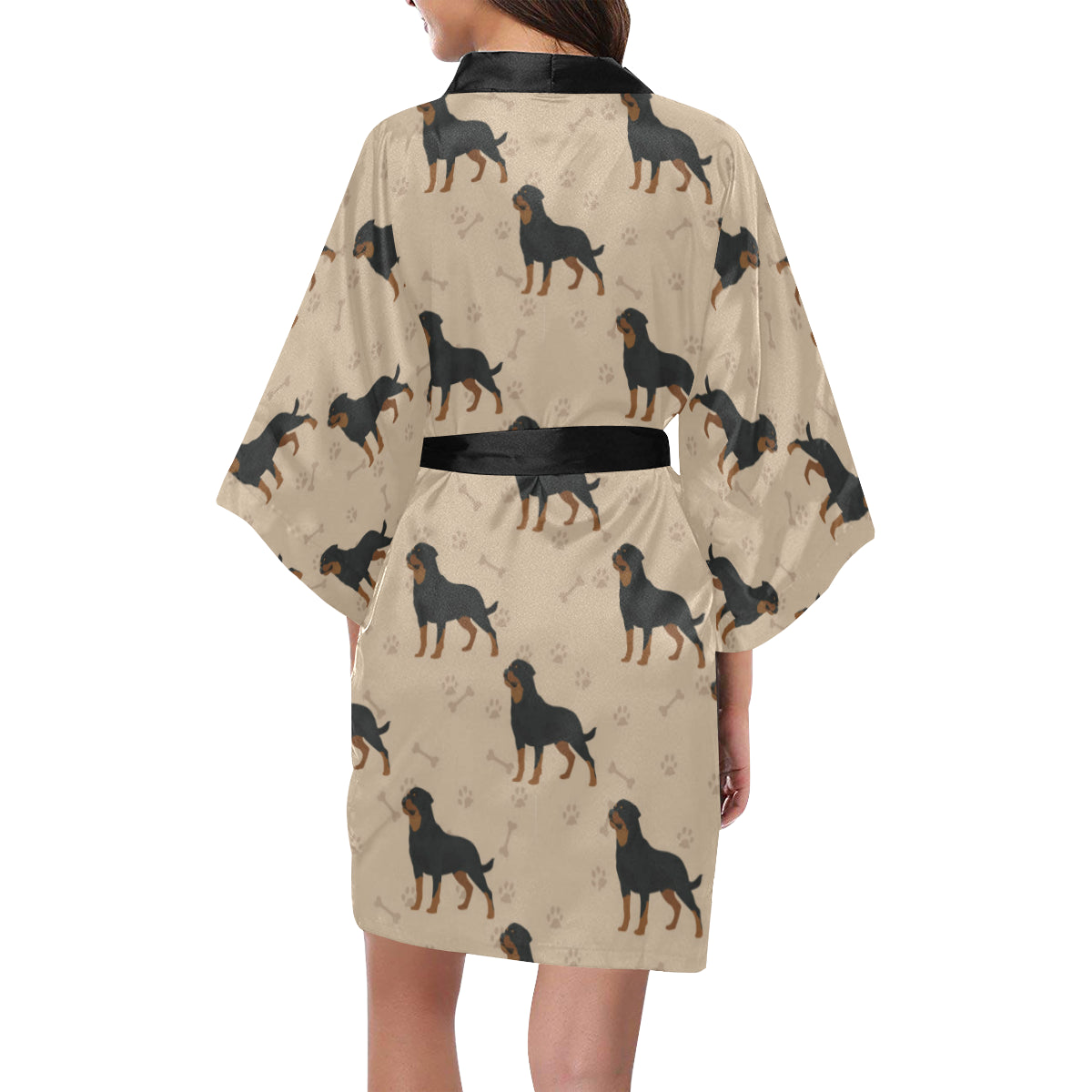 Rottweiler Pattern Print Design A01 Women's Short Kimono