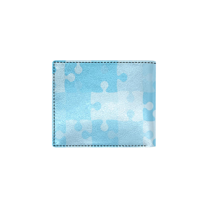 Puzzle Blue Pattern Print Design A04 Men's ID Card Wallet