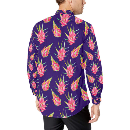 Dragonfruit Pattern Print Design DF02 Men's Long Sleeve Shirt