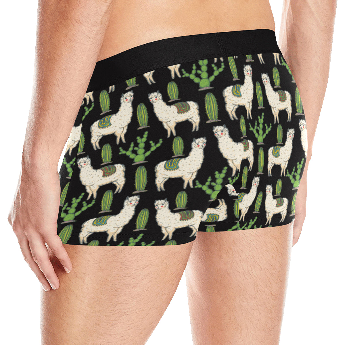Llama Cactus Pattern Print Design 011 Men's Boxer Briefs