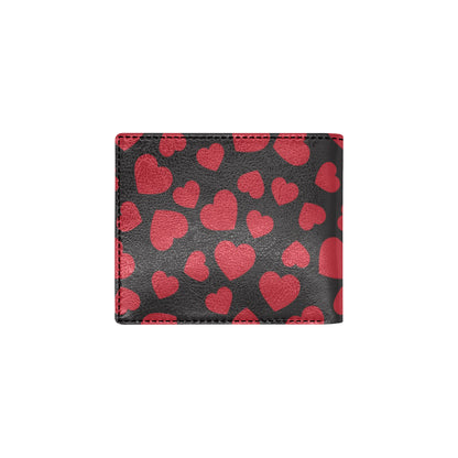 Heart Red Pattern Print Design HE01 Men's ID Card Wallet