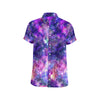 Galaxy Night Stardust Space Print Men's Short Sleeve Button Up Shirt