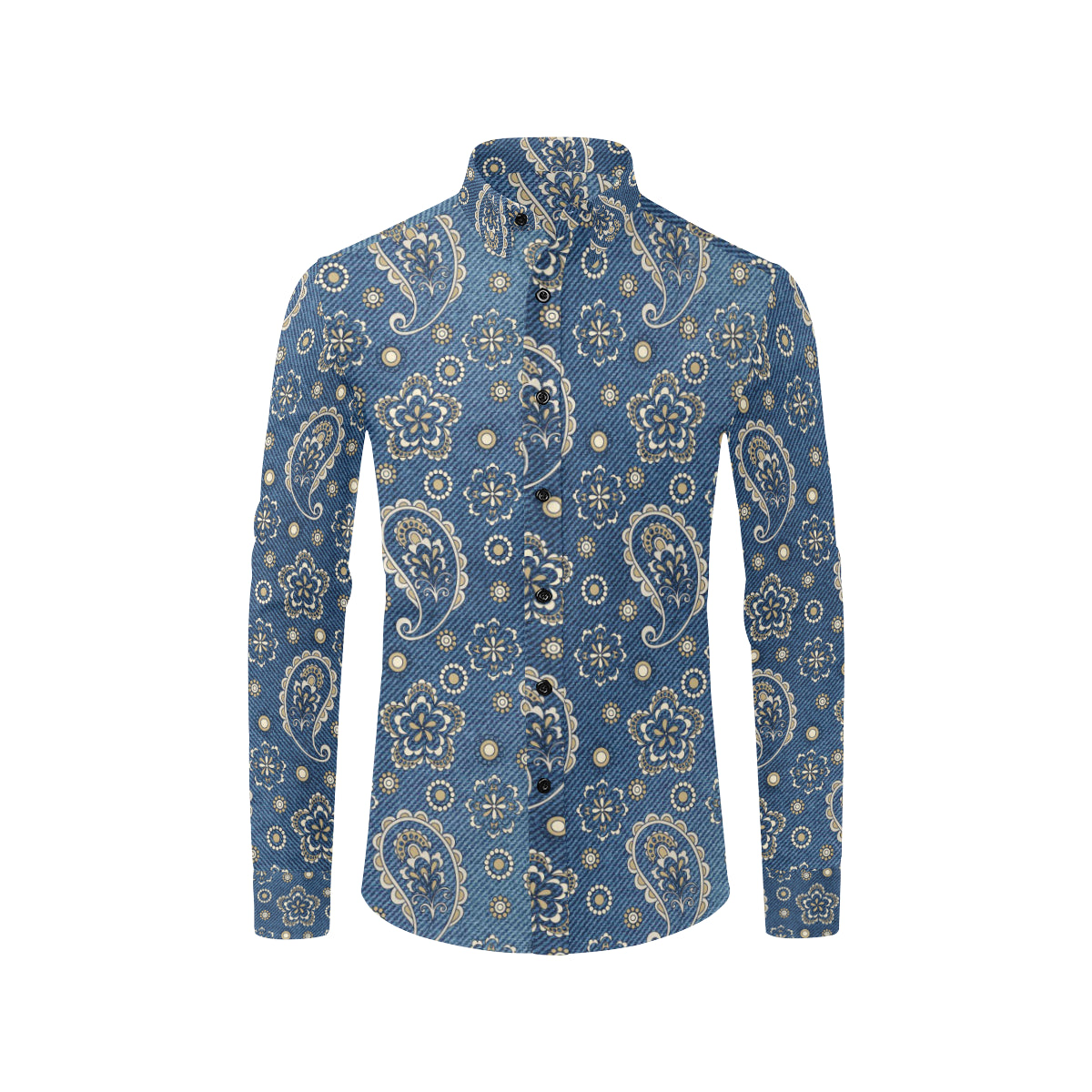 Jean Paisley Pattern Print Design 01 Men's Long Sleeve Shirt