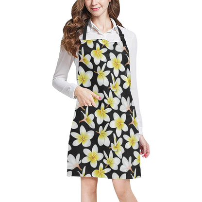 Yellow Plumeria Hawaiian Flowers Apron with Pocket