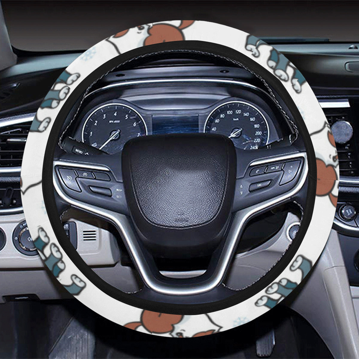 Alaskan Malamute Pattern Print Design 02 Steering Wheel Cover with Elastic Edge
