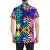 Tie Dye Rainbow Design Print Men's Short Sleeve Button Up Shirt