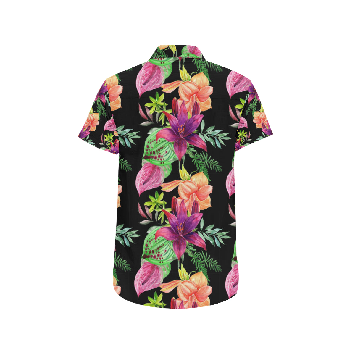 Amaryllis Pattern Print Design AL09 Men's Short Sleeve Button Up Shirt