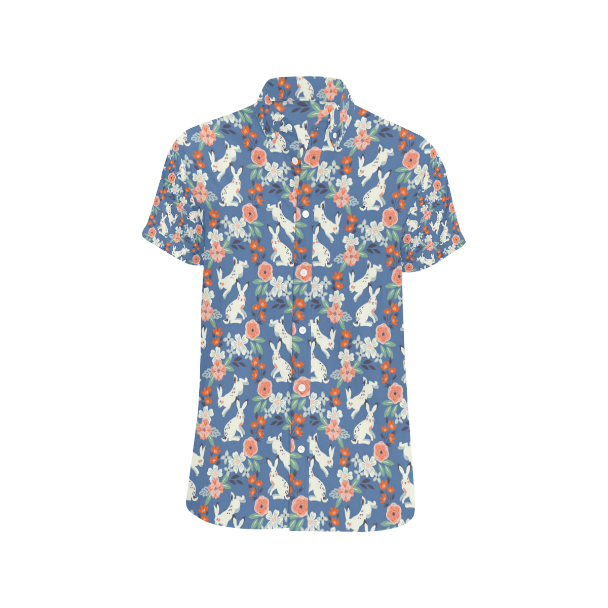 Bunny Pattern Print Design 07 Men's Short Sleeve Button Up Shirt