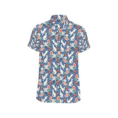 Bunny Pattern Print Design 07 Men's Short Sleeve Button Up Shirt